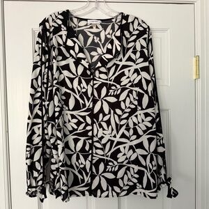 Calvin Klein Monochrome Leaf Print Blouse
